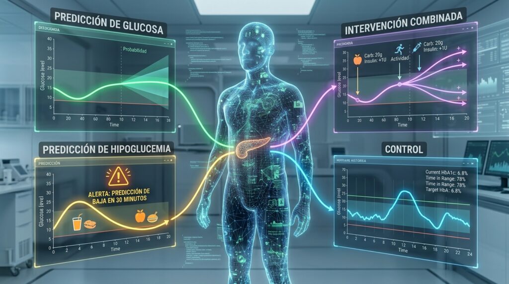 4 Diabetes tipo 1 digital twins para simular intervenciones